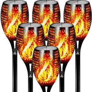 LED Solar Lights Outdoor Upgraded 6 Pack, 43" Tall & Super Larger Size